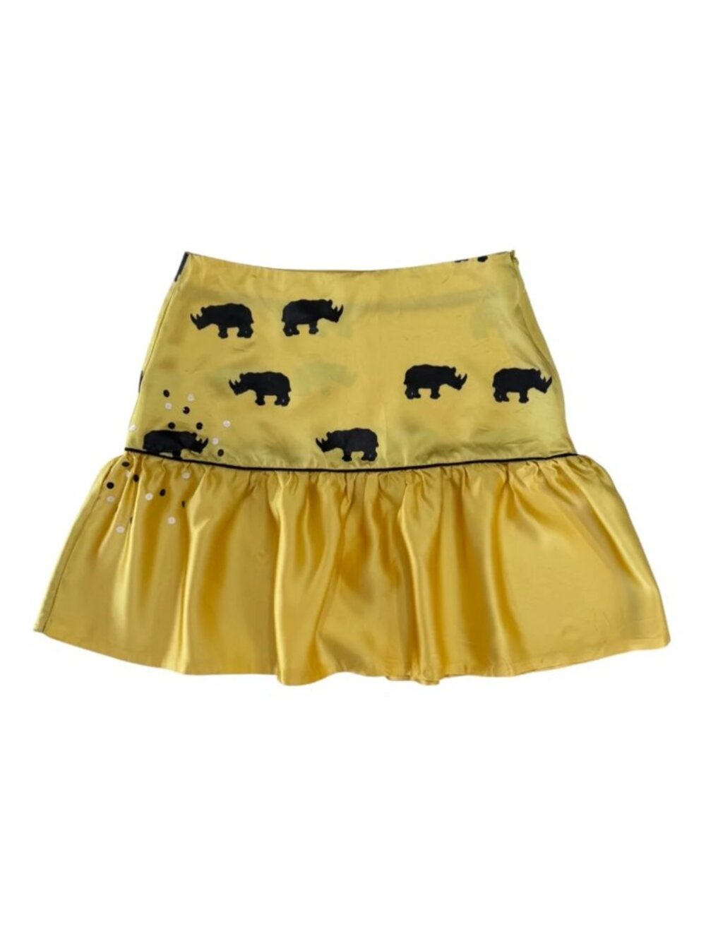 DELPHINE MURAT -  VINTAGE SS02 - LOW WAIST RHINO SKIRT - SATIN - YELLOW/BLACK